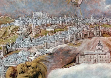 Ansicht und Karte der Stadt Toledo, Detail des Tavera-Krankenhauses, 1609 (Detail)